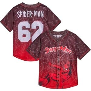 Marvel Mens Spider-Man Red and Black Officially Licensed Graphic Jersey